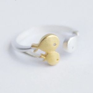 925 Sterling Silver Fish Adjustable Ring